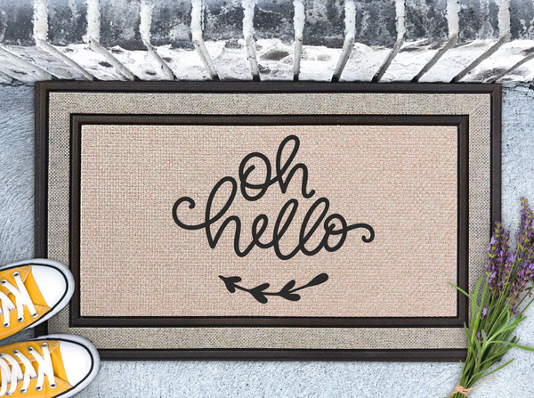 Oh Hello Grey NonSkid Door Mat