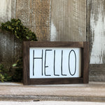 HELLO Skinny Font Chunky Framed Sign