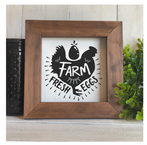 Farm Fresh Eggs Flat Framed Sign