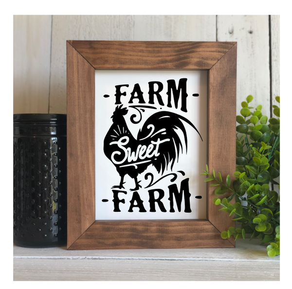 Farm Sweet Farm Flat Framed Sign