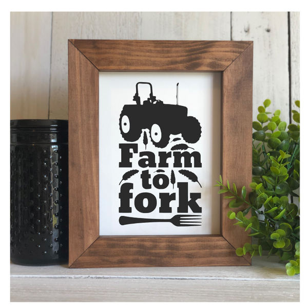 Farm to Fork Flat Framed Sign