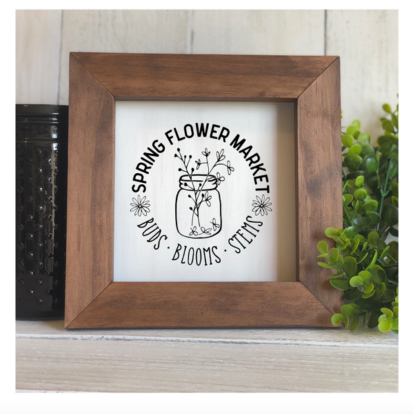 Spring Flower Market, Flat Flamed Sign