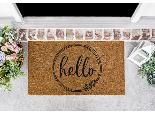 Circle Hello Front Door Mat