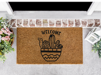 Welcome Succulent Front Door Mat, Entryway Mat, Shoe Rug