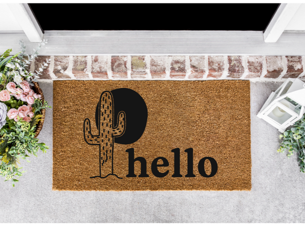 Cactus Hello Front Door Mat