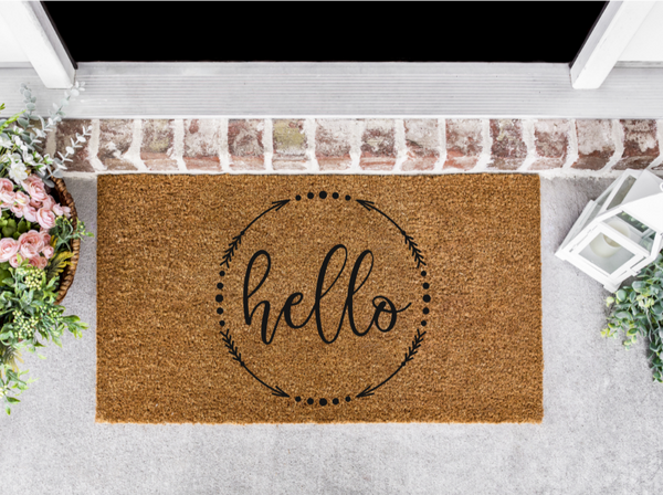 Circle Hello Front Door Mat