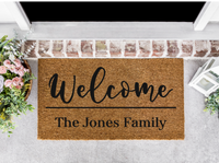 Welcome (last name below) Door Mat