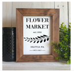 Seattle Flower Market Flat Framed Sign