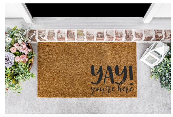 Yay, You Are Here Front Door Mat