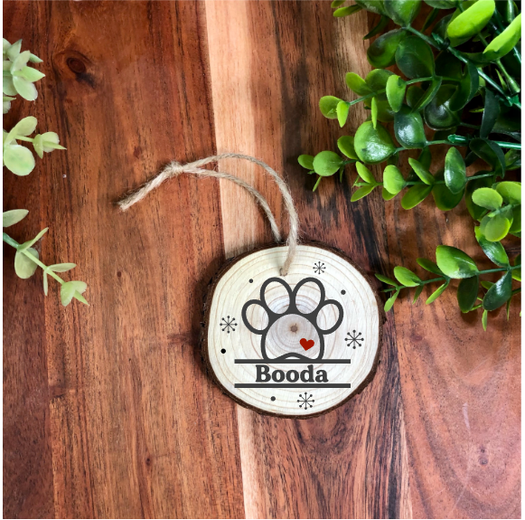 Personalized Pet Name Wood Slice Ornament
