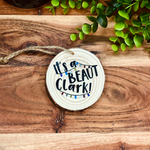 It's A Beaut Clark Xmas Light String Wood Slice Christmas Ornament