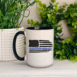 Police Blue Line Flag Ceramic Mug