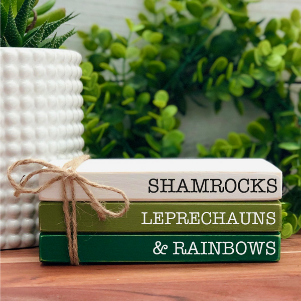 Shamrocks, Leprechauns & Rainbows Faux Bookstack