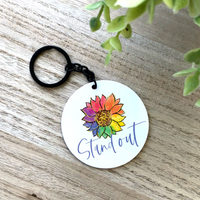 Stand Out Rainbow Sunflower Aluminum Keychain