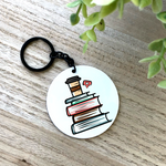 Books and Coffee/Tea Aluminum Keychain