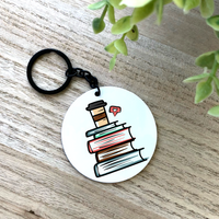 Books and Coffee/Tea Aluminum Keychain