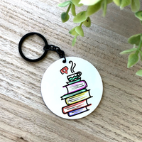 Books and Coffee/Tea Aluminum Keychain