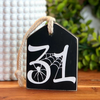 Oct 31st with Spider Freestanding Wood Accent Tag