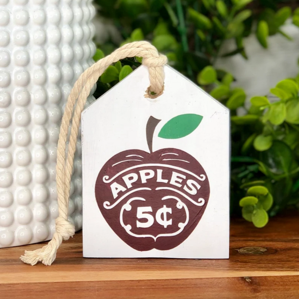 Apples 25 Cents Freestanding Wood Accent Tag