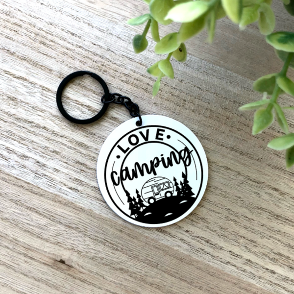 Love Camping Aluminum Keychain