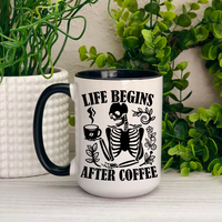 Life Begins After Coffee Skeleton Ceramic Mug