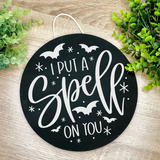 I Put a Spell on You Halloween Round Thin Doorhanger