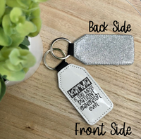 Karma the Most Patient Gangster Ever Glitter Backed Faux Leather Keychain