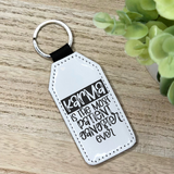 Karma the Most Patient Gangster Ever Glitter Backed Faux Leather Keychain