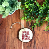 Cotton Headed Ninny Muggins Wood Slice Christmas Ornament