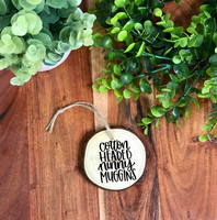 Cotton Headed Ninny Muggins Wood Slice Christmas Ornament
