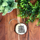 Cotton Headed Ninny Muggins Wood Slice Christmas Ornament