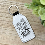 Good Mum With Hood Playlist Momlife Glitter Backed Faux Leather Keychain