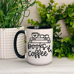 Books and Coffee Ceramic 15oz Mug