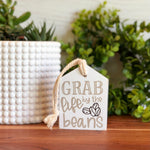 Grab Life By the Beans Coffee Freestanding Wood Accent Tag