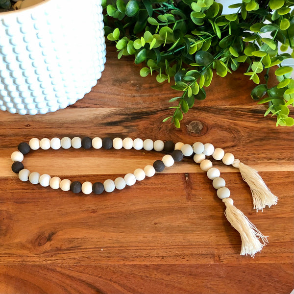 Coffee Brown, Cream and White Beaded Garland