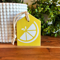 Lemon Slice Freestanding Wood Accent Tag