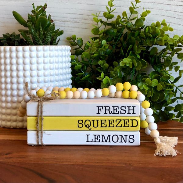 Lemon Themed Mini Faux Book Stack